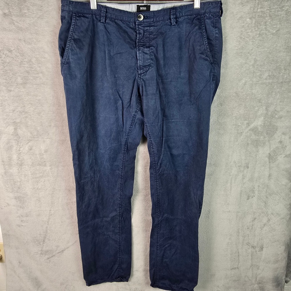 Hugo Boss Rice Slim Fit Chinos Mens 38R Navy Blue Cotton Stretch Trousers